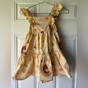 Disney Moana 2 Girls Cotton Tiered Textured Swiss Dot Flutter Sleeve Sun Dress